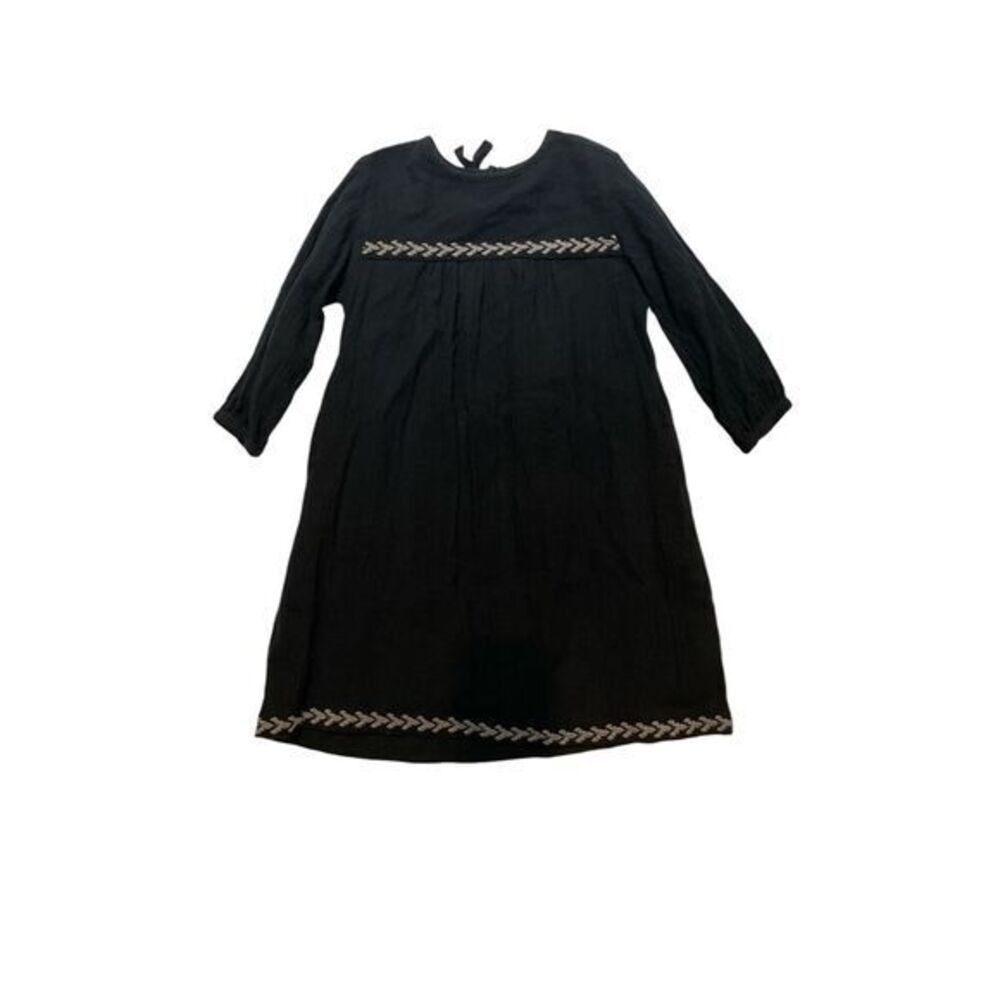 Polder Girl Black Long Sleeve Dress with‎ Embroidered Trim Kids Size 6